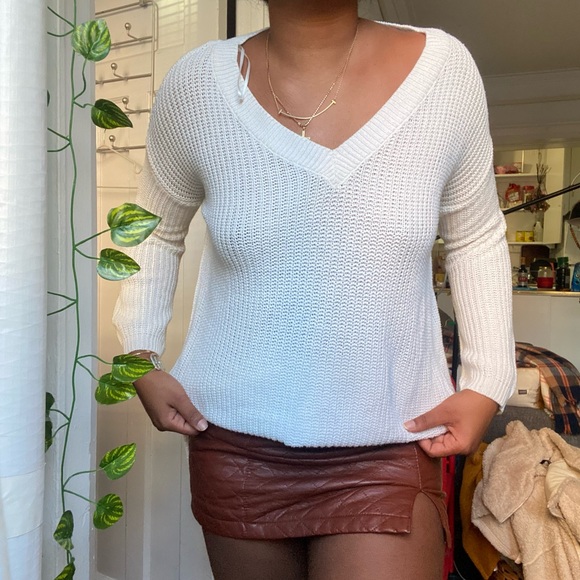 White Knit Fashion Nova Sweater - Picture 2 of 4